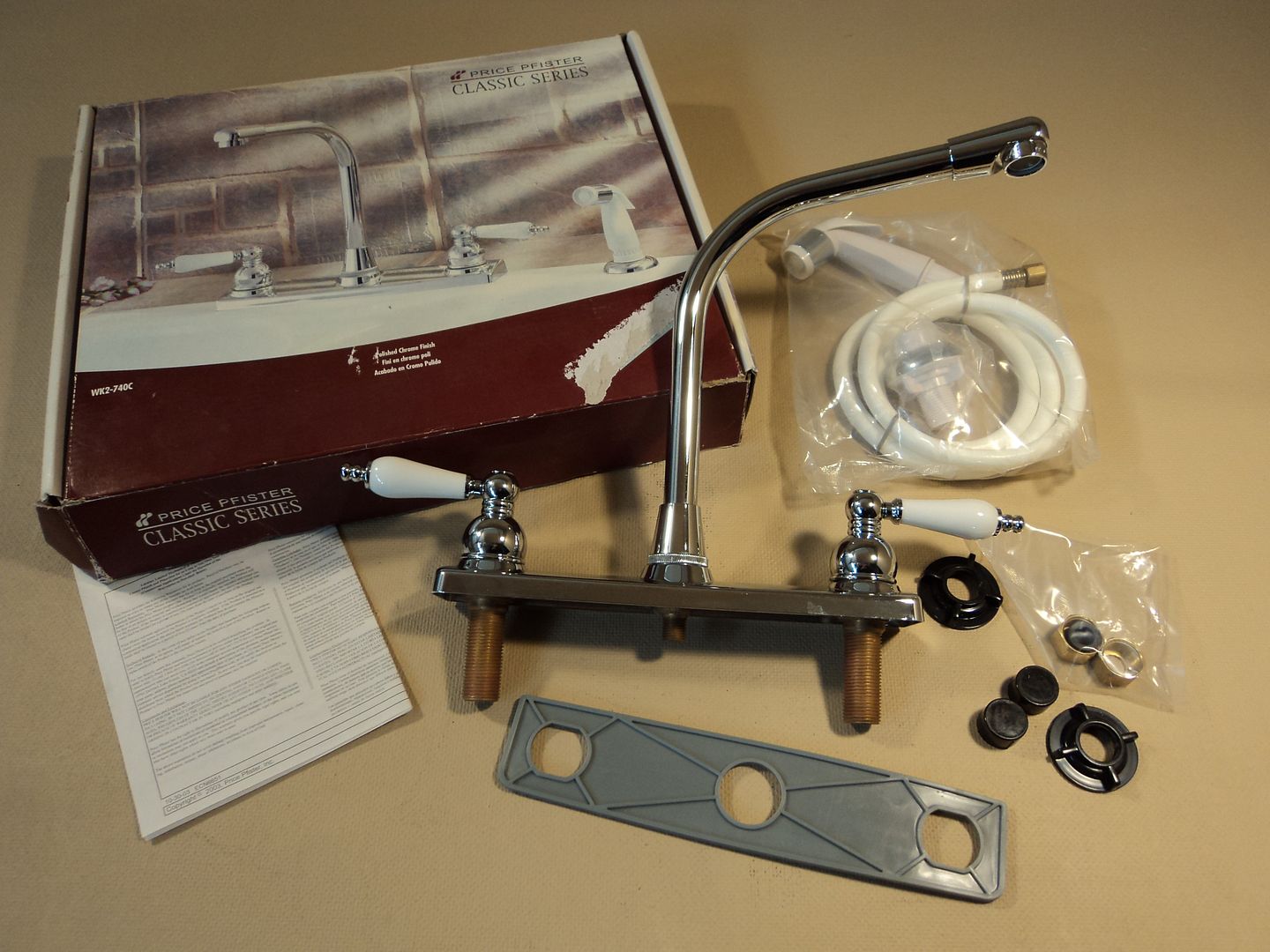 Price Pfister Kitchen Faucet Two Handle High Arc Polished Chrome WK2740C